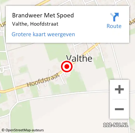 Locatie op kaart van de 112 melding: Brandweer Met Spoed Naar Valthe, Hoofdstraat op 18 oktober 2019 15:55