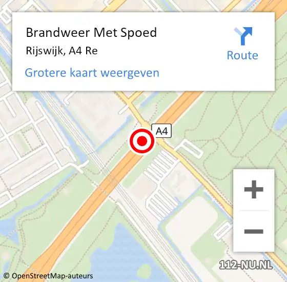 Locatie op kaart van de 112 melding: Brandweer Met Spoed Naar Rijswijk, A4 Re op 18 oktober 2019 16:09