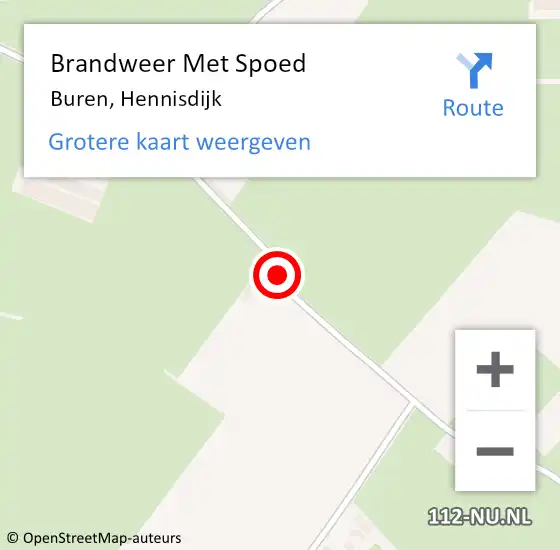 Locatie op kaart van de 112 melding: Brandweer Met Spoed Naar Buren, Hennisdijk op 18 oktober 2019 18:42
