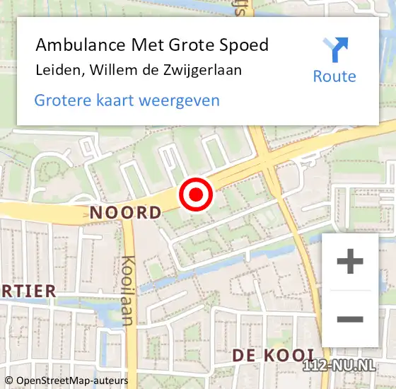 Locatie op kaart van de 112 melding: Ambulance Met Grote Spoed Naar Leiden, Willem de Zwijgerlaan op 18 oktober 2019 19:24