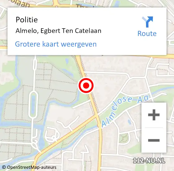 Locatie op kaart van de 112 melding: Politie Almelo, Egbert Ten Catelaan op 18 oktober 2019 20:37