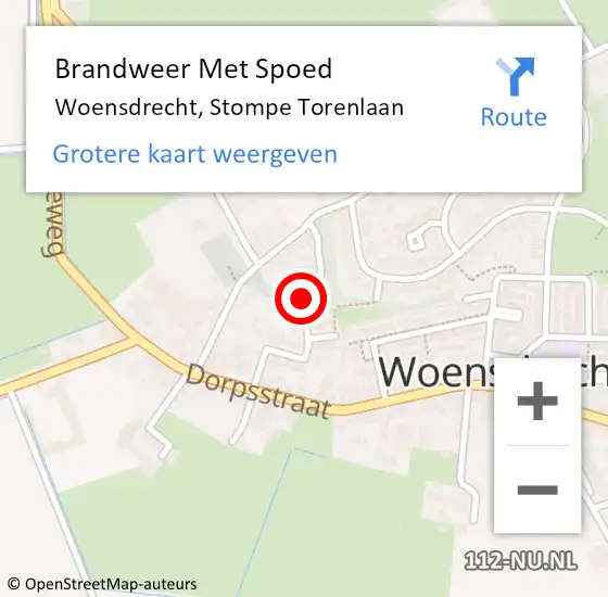 Locatie op kaart van de 112 melding: Brandweer Met Spoed Naar Woensdrecht, Stompe Torenlaan op 19 oktober 2019 13:26