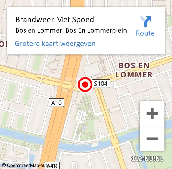 Locatie op kaart van de 112 melding: Brandweer Met Spoed Naar Bos en Lommer, Bos En Lommerplein op 19 oktober 2019 14:43