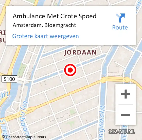 Locatie op kaart van de 112 melding: Ambulance Met Grote Spoed Naar Amsterdam, Bloemgracht op 19 oktober 2019 17:21