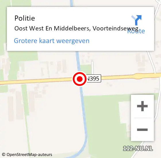 Locatie op kaart van de 112 melding: Politie Oost- West- en Middelbeers, Voorteindseweg op 19 oktober 2019 17:27
