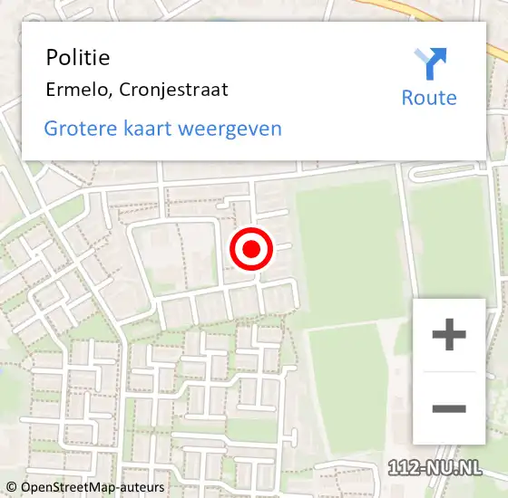 Locatie op kaart van de 112 melding: Politie Ermelo, Cronjestraat op 19 oktober 2019 19:31