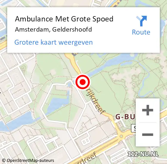 Locatie op kaart van de 112 melding: Ambulance Met Grote Spoed Naar Amsterdam, Geldershoofd op 19 oktober 2019 19:36