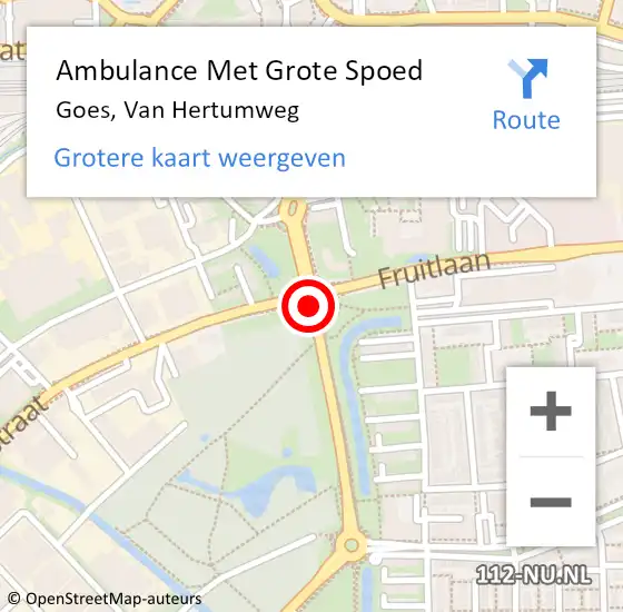 Locatie op kaart van de 112 melding: Ambulance Met Grote Spoed Naar Goes, Van Hertumweg op 19 oktober 2019 23:49