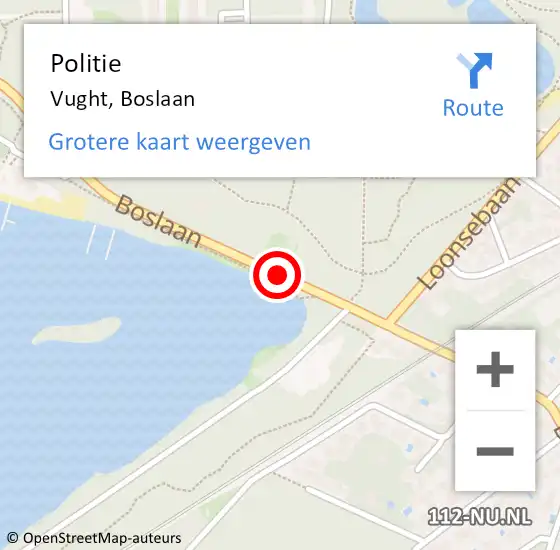 Locatie op kaart van de 112 melding: Politie Vught, Boslaan op 20 oktober 2019 00:58