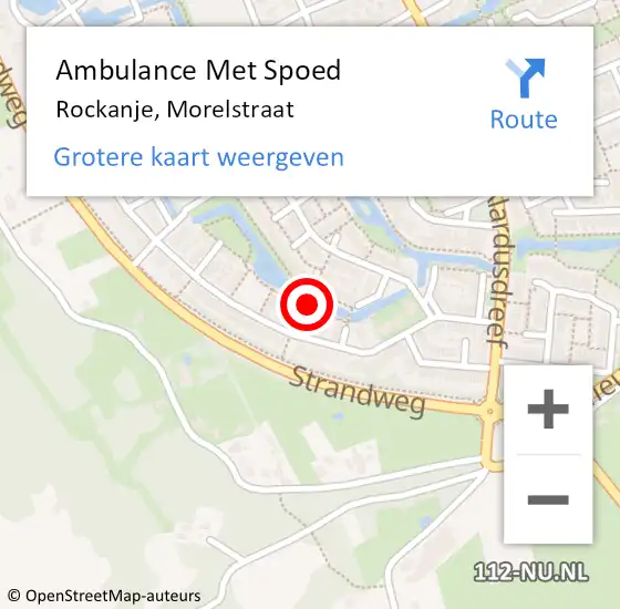 Locatie op kaart van de 112 melding: Ambulance Met Spoed Naar Rockanje, Morelstraat op 20 oktober 2019 03:40