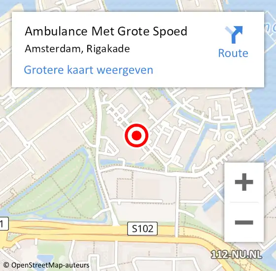 Locatie op kaart van de 112 melding: Ambulance Met Grote Spoed Naar Amsterdam, Rigakade op 20 oktober 2019 07:12