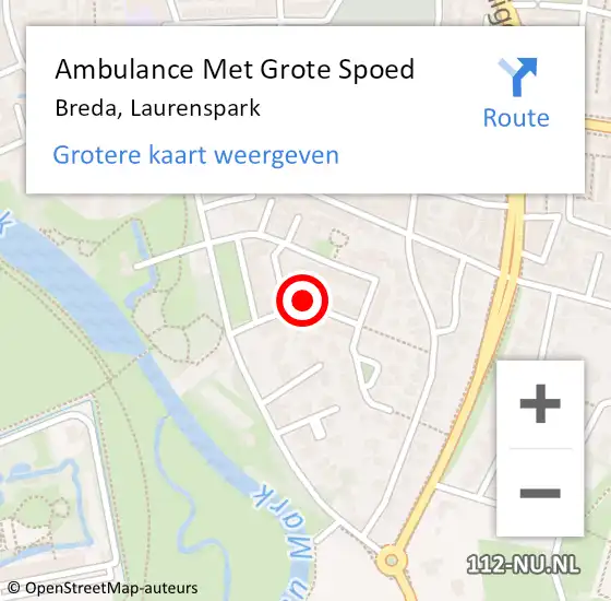 Locatie op kaart van de 112 melding: Ambulance Met Grote Spoed Naar Breda, Laurenspark op 20 oktober 2019 08:13