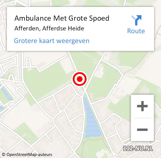 Locatie op kaart van de 112 melding: Ambulance Met Grote Spoed Naar Afferden, Afferdse Heide op 20 oktober 2019 08:18