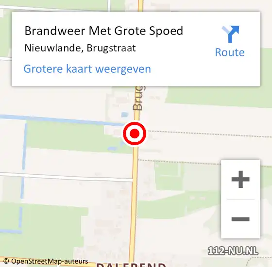 Locatie op kaart van de 112 melding: Brandweer Met Grote Spoed Naar Nieuwlande, Brugstraat op 20 oktober 2019 09:33