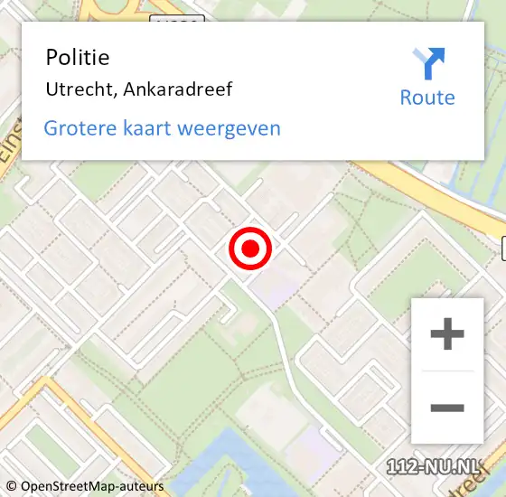 Locatie op kaart van de 112 melding: Politie Utrecht, Nigerdreef op 20 oktober 2019 12:59
