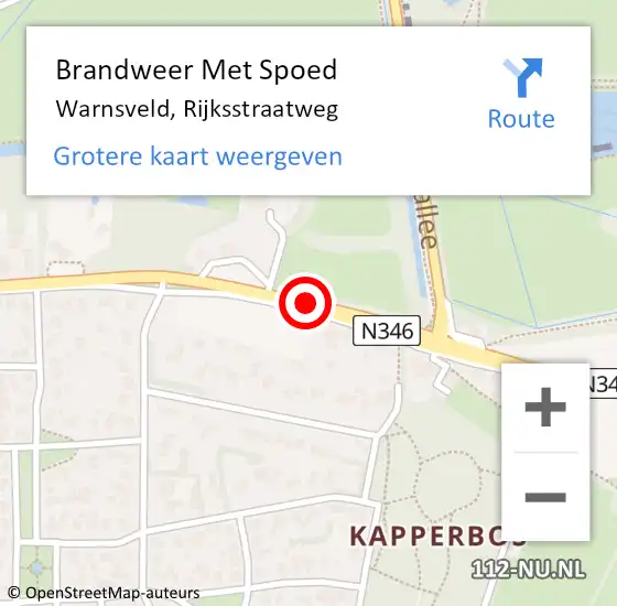 Locatie op kaart van de 112 melding: Brandweer Met Spoed Naar Warnsveld, Rijksstraatweg op 20 oktober 2019 14:19