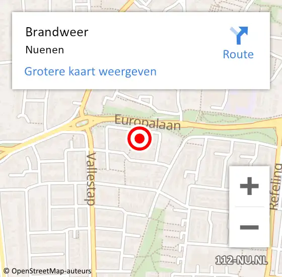 Locatie op kaart van de 112 melding: Brandweer Nuenen op 20 oktober 2019 14:22