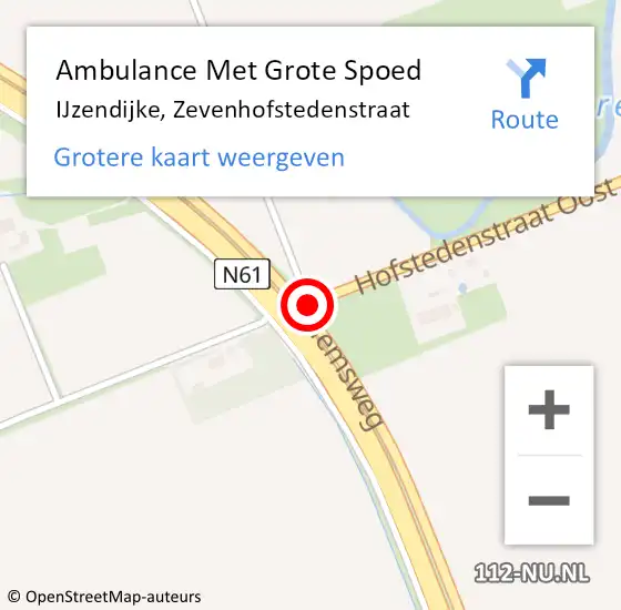 Locatie op kaart van de 112 melding: Ambulance Met Grote Spoed Naar IJzendijke, Zevenhofstedenstraat op 20 oktober 2019 18:21