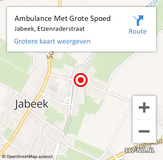 Locatie op kaart van de 112 melding: Ambulance Met Grote Spoed Naar Jabeek, Etzenraderstraat op 17 april 2014 11:43