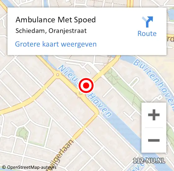 Locatie op kaart van de 112 melding: Ambulance Met Spoed Naar Schiedam, Oranjestraat op 21 oktober 2019 12:43