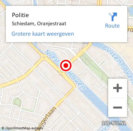 Locatie op kaart van de 112 melding: Politie Schiedam, Oranjestraat op 21 oktober 2019 12:45