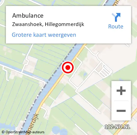 Locatie op kaart van de 112 melding: Ambulance Zwaanshoek, Hillegommerdijk op 21 oktober 2019 15:40