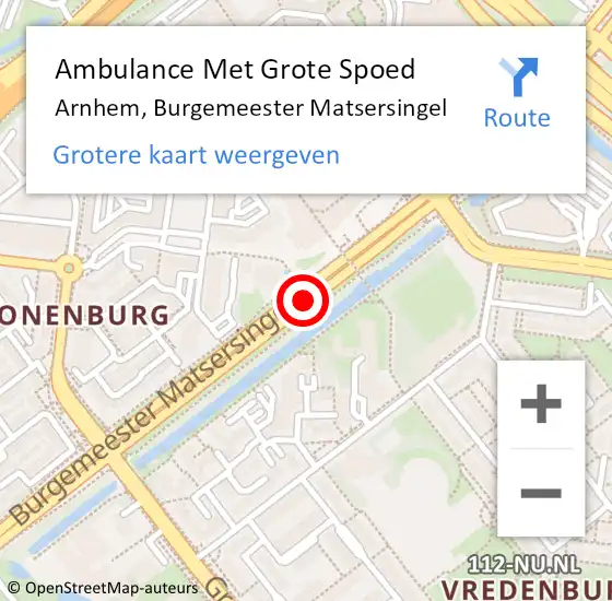 Locatie op kaart van de 112 melding: Ambulance Met Grote Spoed Naar Arnhem, Burgemeester Matsersingel op 21 oktober 2019 16:25