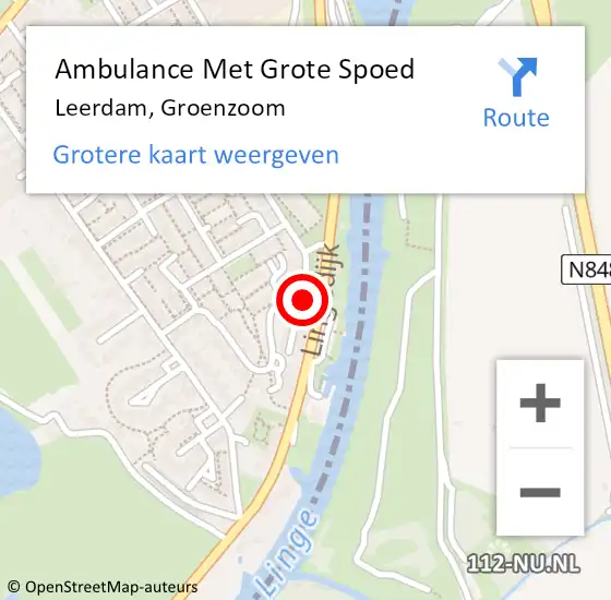 Locatie op kaart van de 112 melding: Ambulance Met Grote Spoed Naar Leerdam, Groenzoom op 21 oktober 2019 16:40
