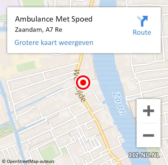 Locatie op kaart van de 112 melding: Ambulance Met Spoed Naar Zaandam, A8 Li op 21 oktober 2019 17:00