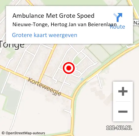 Locatie op kaart van de 112 melding: Ambulance Met Grote Spoed Naar Nieuwe-Tonge, Hertog Jan van Beierenlaan op 21 oktober 2019 17:01