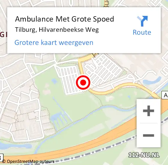 Locatie op kaart van de 112 melding: Ambulance Met Grote Spoed Naar Tilburg, Hilvarenbeekse Weg op 21 oktober 2019 17:50