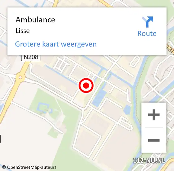 Locatie op kaart van de 112 melding: Ambulance Lisse op 21 oktober 2019 18:21