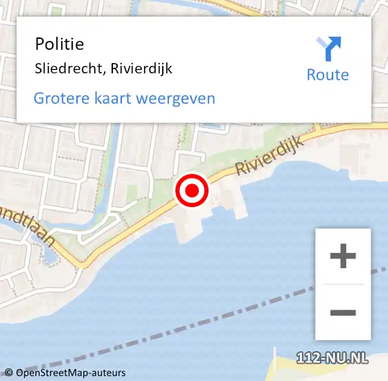 Locatie op kaart van de 112 melding: Politie Sliedrecht, Rivierdijk op 21 oktober 2019 19:24