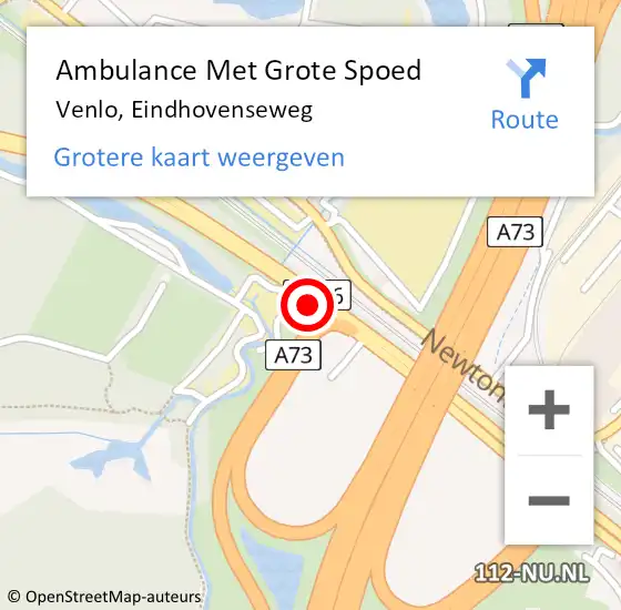 Locatie op kaart van de 112 melding: Ambulance Met Grote Spoed Naar Venlo, Eindhovenseweg op 21 oktober 2019 19:46