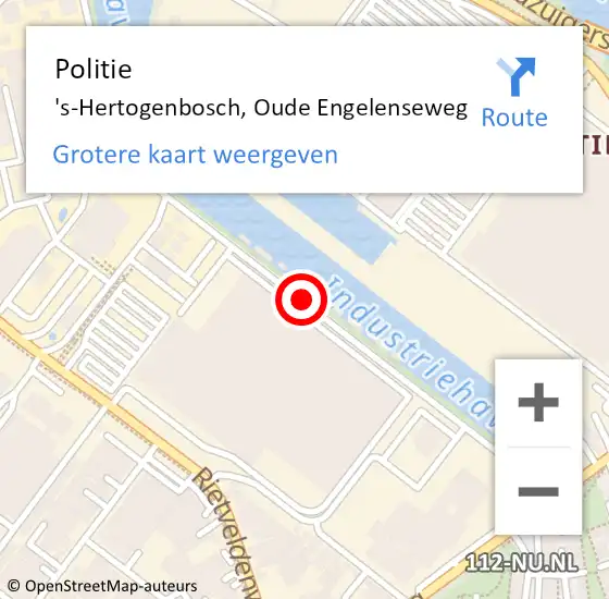 Locatie op kaart van de 112 melding: Politie 's-Hertogenbosch, Oude Engelenseweg op 21 oktober 2019 20:39
