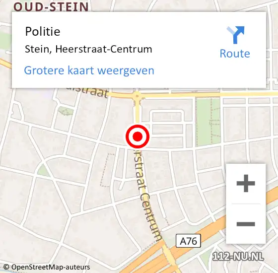 Locatie op kaart van de 112 melding: Politie Stein, Heerstraat-Centrum op 21 oktober 2019 20:52