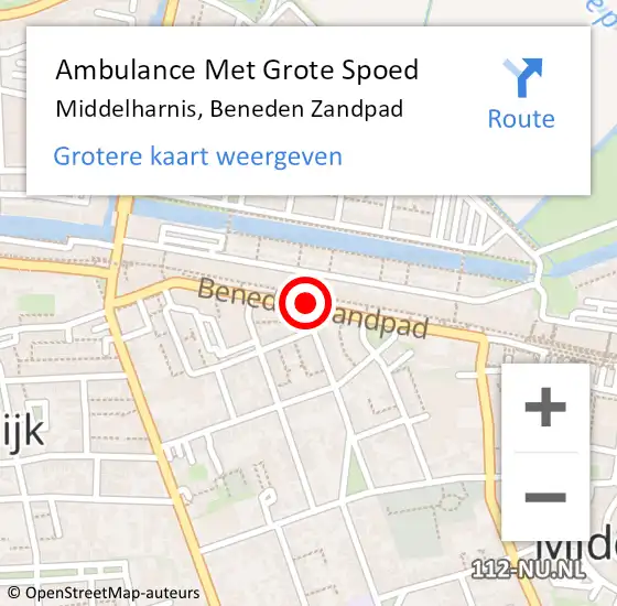 Locatie op kaart van de 112 melding: Ambulance Met Grote Spoed Naar Middelharnis, Beneden Zandpad op 21 oktober 2019 21:14