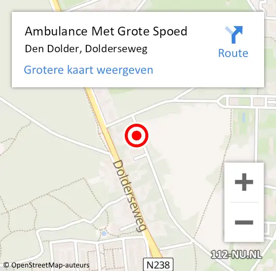 Locatie op kaart van de 112 melding: Ambulance Met Grote Spoed Naar Den Dolder, Dolderseweg op 21 oktober 2019 22:24