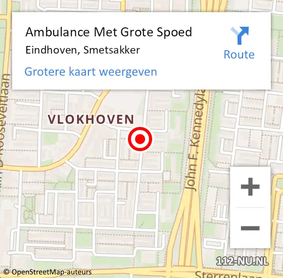 Locatie op kaart van de 112 melding: Ambulance Met Grote Spoed Naar Eindhoven, Smetsakker op 21 oktober 2019 22:29