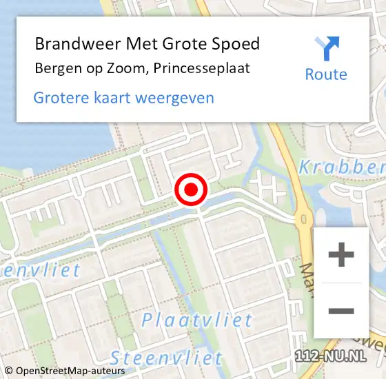 Locatie op kaart van de 112 melding: Brandweer Met Grote Spoed Naar Bergen op Zoom, Princesseplaat op 22 oktober 2019 01:00