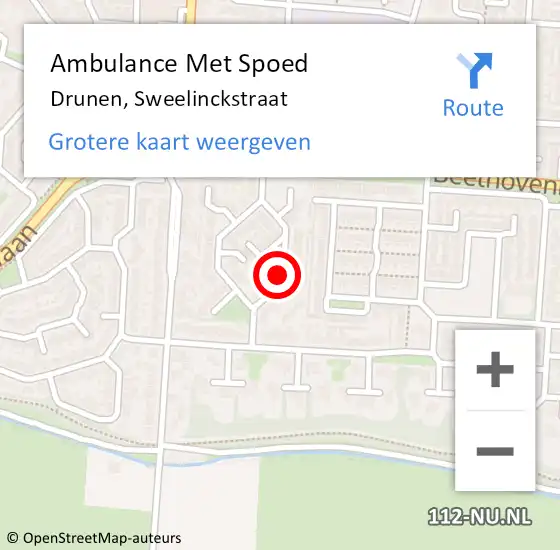 Locatie op kaart van de 112 melding: Ambulance Met Spoed Naar Drunen, Sweelinckstraat op 22 oktober 2019 03:46