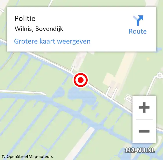 Locatie op kaart van de 112 melding: Politie Wilnis, Bovendijk op 22 oktober 2019 04:31