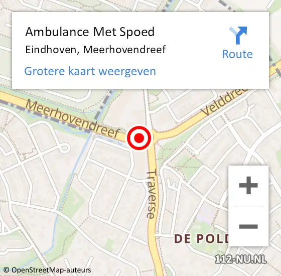 Locatie op kaart van de 112 melding: Ambulance Met Spoed Naar Eindhoven, Meerhovendreef op 22 oktober 2019 07:32