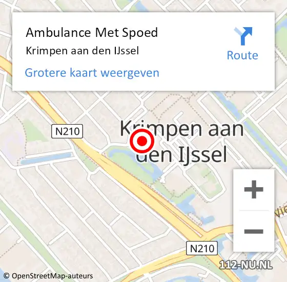 Locatie op kaart van de 112 melding: Ambulance Met Spoed Naar Krimpen aan den IJssel op 22 oktober 2019 07:35