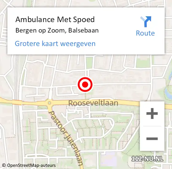 Locatie op kaart van de 112 melding: Ambulance Met Spoed Naar Bergen op Zoom, Balsebaan op 22 oktober 2019 09:00