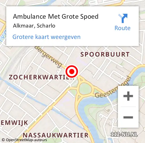 Locatie op kaart van de 112 melding: Ambulance Met Grote Spoed Naar Alkmaar, Scharlo op 22 oktober 2019 16:36
