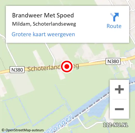 Locatie op kaart van de 112 melding: Brandweer Met Spoed Naar Mildam, Schoterlandseweg op 22 oktober 2019 19:24
