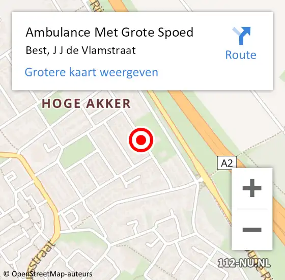 Locatie op kaart van de 112 melding: Ambulance Met Grote Spoed Naar Best, J J de Vlamstraat op 22 oktober 2019 20:00