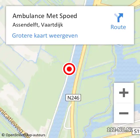 Locatie op kaart van de 112 melding: Ambulance Met Spoed Naar Assendelft, Vaartdijk op 22 oktober 2019 20:50