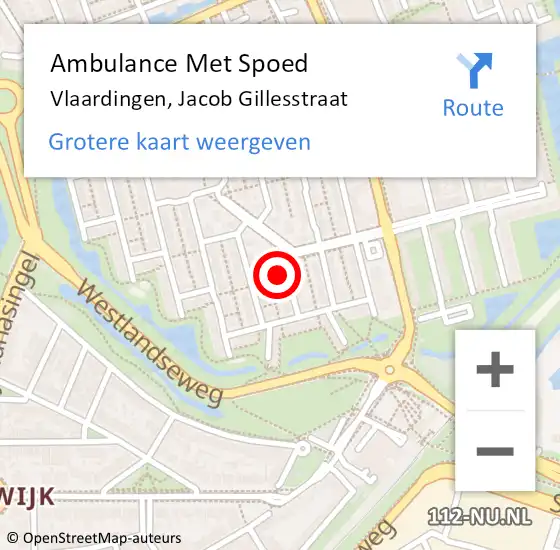 Locatie op kaart van de 112 melding: Ambulance Met Spoed Naar Vlaardingen, Jacob Gillesstraat op 23 oktober 2019 07:01